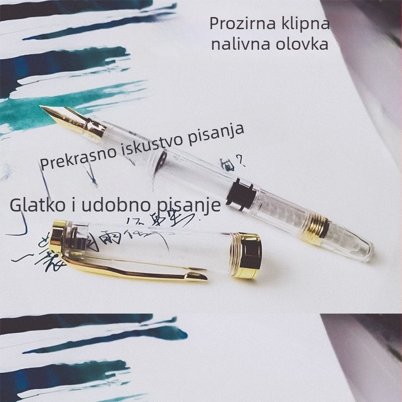 Prozirno pero s sustavom upijanja tinte, velik kapacitet tinte, za kaligografiju i dar.