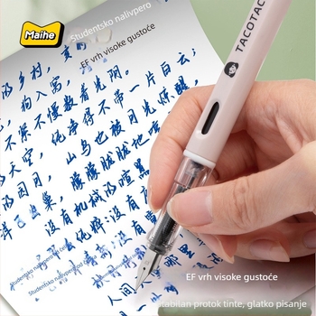 Tacotaco pero s tintom za učenike trećeg razreda, namijenjeno kaligrafiji tvrdim perom, s zamjenjivim tintnim patronama, kristalno plava tinta, pero s korekcijom držanja