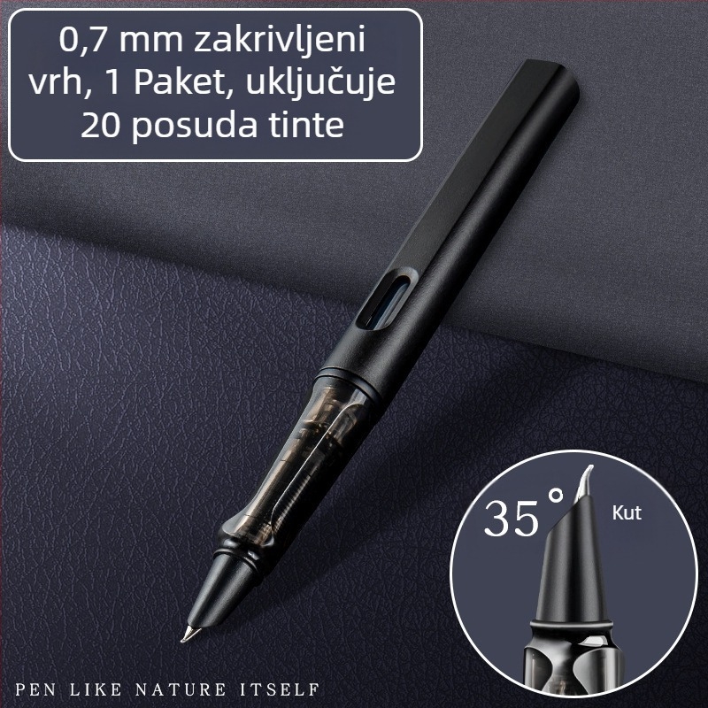 Studentska kaligrafska olovka sa zakrivljenim vrhom, umjetničkim vrhom, metalno kućište, model SJ-4870, spremnik tinte
