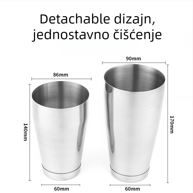 Set bar shaker-a od nehrđajućeg čelika s trostupanjskim bartender alatom – premium set pića