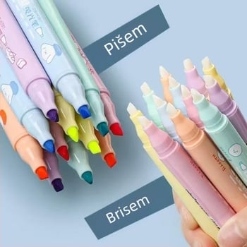 Izbrisivi fluorescencijski marker za dnevnik – dvostrani, plastično kućište, 6 komada u pakiranju, model Cs-h781, Timeout