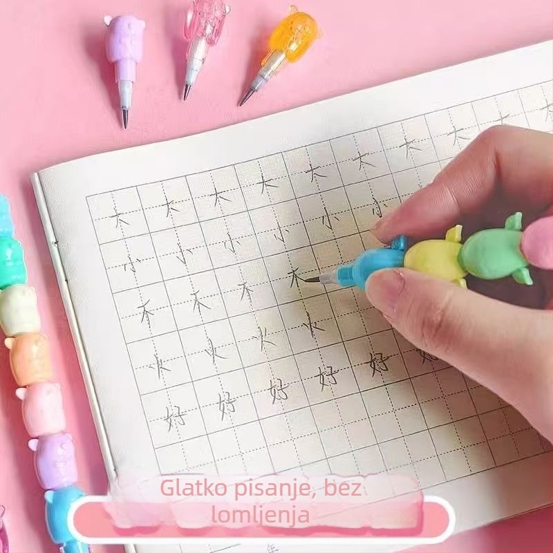 Tianzhuo kreativna olovka-kuglica iz serije Dumpling Family, s izmjenjivom grafitom, bez oštrenja, sladak dizajn za djecu