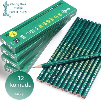 Drvena olovka za pisanje i crtanje, tvrdoća grafita 2H–8B, netoksična, u kutiji, pogodna za ispite