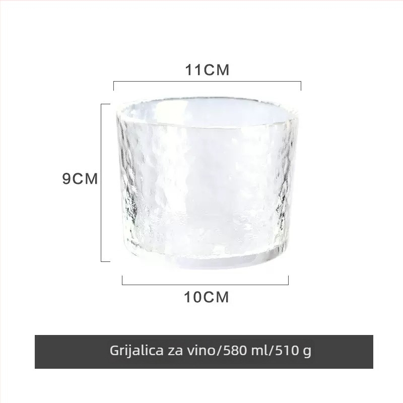 Japanski stil saké set od prozirnog stakla s kljunom orla – 6-dijelni set s grijačem za sake