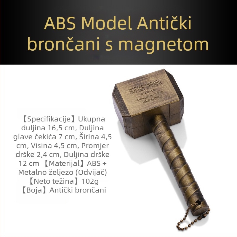 Kreativni magnetski otvarač boca s Thorovim čekićem – retro dizajn čekića, otvarač za gazirana pića i vino