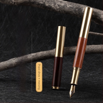 Prenosno pero 0,5 mm, drveno kućište od sandalovine i mesinga, mini pero s crvenim sandalovim drvetom i ebenom, kineski stil darovno pero, masivno drvo s graviranim logom