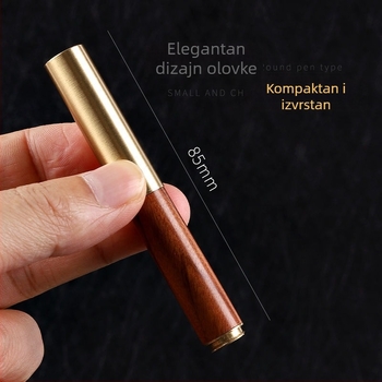 Prenosno pero 0,5 mm, drveno kućište od sandalovine i mesinga, mini pero s crvenim sandalovim drvetom i ebenom, kineski stil darovno pero, masivno drvo s graviranim logom