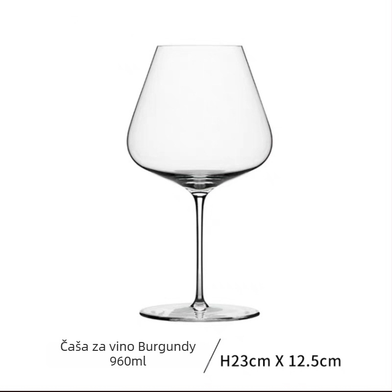 JMN kristalna čaša za crveno vino, ručno izrađena, ultra-tanka, elegantan stil laganog luksuza