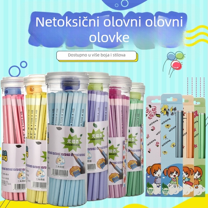 HB šestougaone drvene olovke, 50 komada, za osnovnu školu, mogućnost tiskanja logotipa