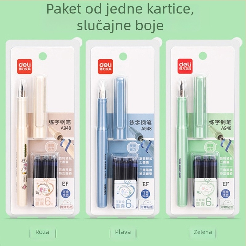 Pero s atramentom za učenike za vježbanje pisanja, model A948, plastično kućište, EF vrh, rotacijski sustav apsorpcije tinte, poklon kutija