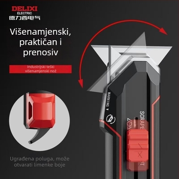 Delixi teški višenamjenski nož 2-u-1 s nožem za tapete i strugalom, industrijska oštrica