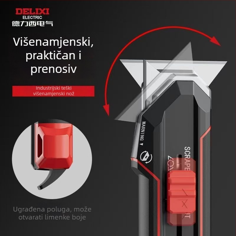 Delixi teški višenamjenski nož 2-u-1 s nožem za tapete i strugalom, industrijska oštrica