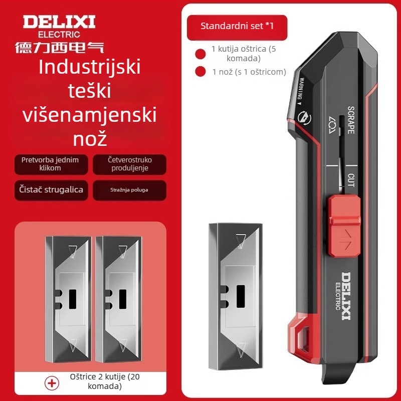 Delixi teški višenamjenski nož 2-u-1 s nožem za tapete i strugalom, industrijska oštrica