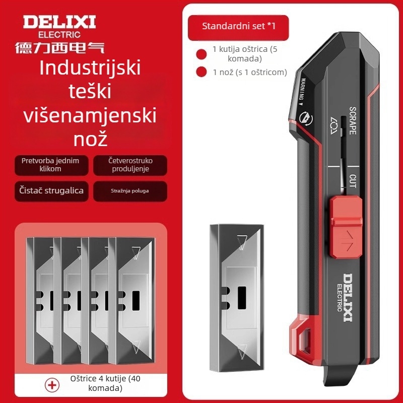 Delixi teški višenamjenski nož 2-u-1 s nožem za tapete i strugalom, industrijska oštrica
