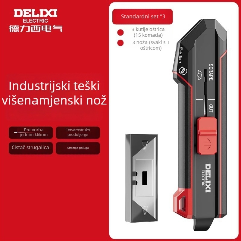 Delixi teški višenamjenski nož 2-u-1 s nožem za tapete i strugalom, industrijska oštrica