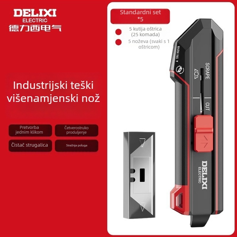 Delixi teški višenamjenski nož 2-u-1 s nožem za tapete i strugalom, industrijska oštrica