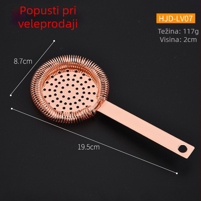 HJD Nehrđajući čelik – filter za led s okruglom glavom i dugim držalom, koktel shaker