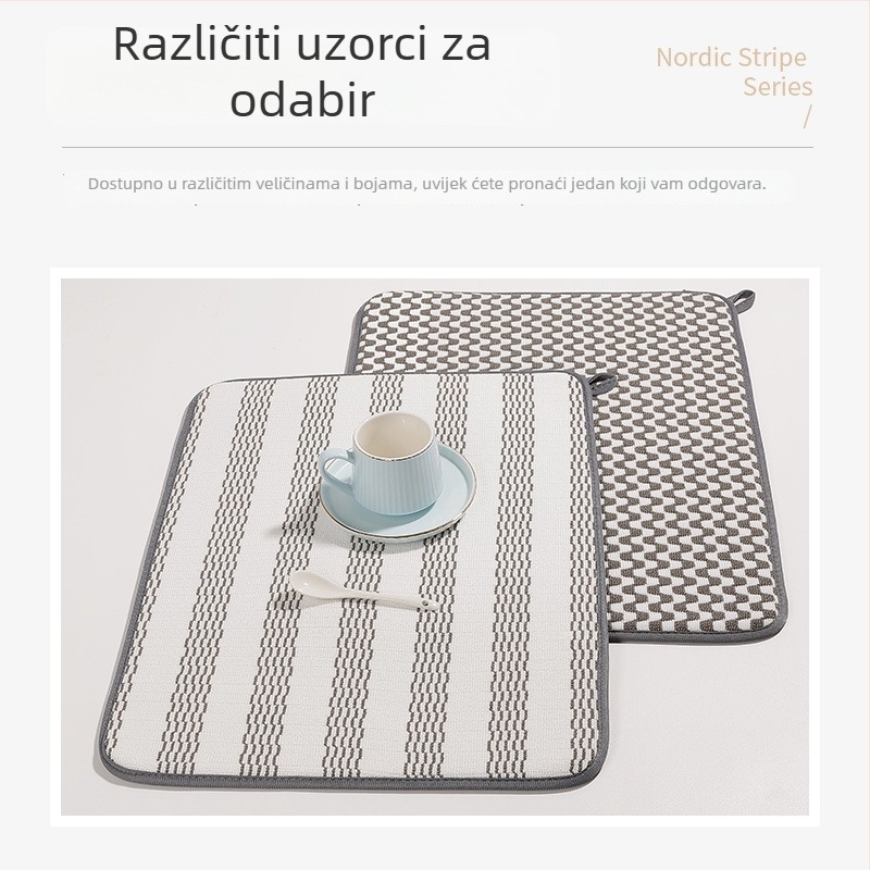 Kuhinjska daska za sušenje od mikrovlakana, kvadratnog oblika, Nordic stil, jednobojni uzorak, premium kvaliteta
