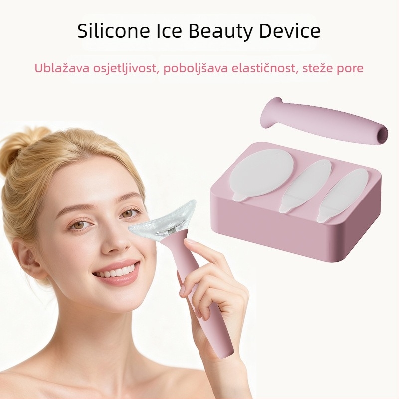 Silikonski roller za lice s posudom leda – Kozmetički alat od silikona za prehranu (Neto sadržaj: 217; Podrijetlo: Shenzhen; Pogodno za sve)