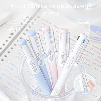 Planwith 4-u-1 višenamjensko višebojno pero s ABS kućištem, CS vrhom – neizbrisivo