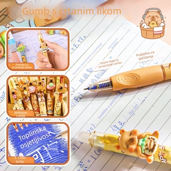 Kapibara crtani gel olovka za djecu, izbrisiva, ST vrh, push mehanizam, plastično kućište, poklon kutija