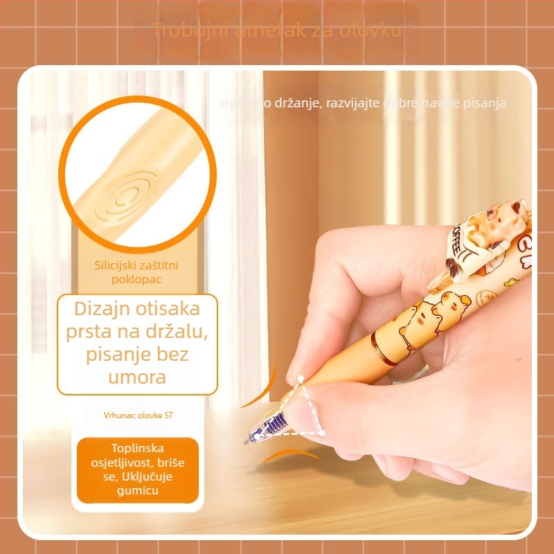 Kapibara crtani gel olovka za djecu, izbrisiva, ST vrh, push mehanizam, plastično kućište, poklon kutija