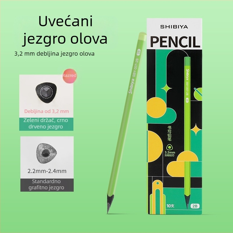 Trokutasta drvena olovka za učenike, 2B grafit, za pisanje