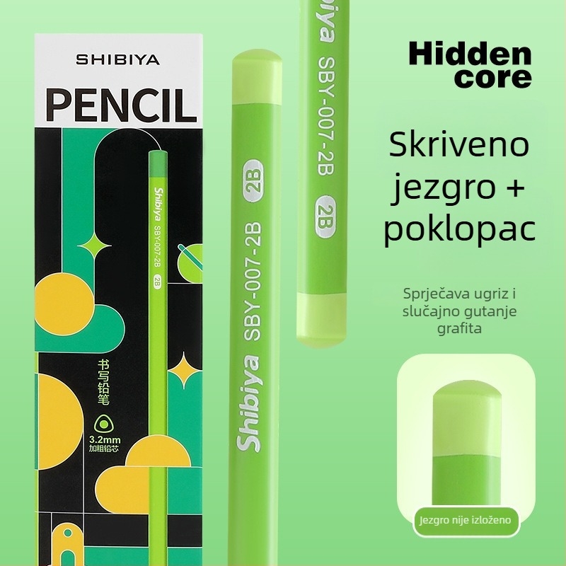 Trokutasta drvena olovka za učenike, 2B grafit, za pisanje