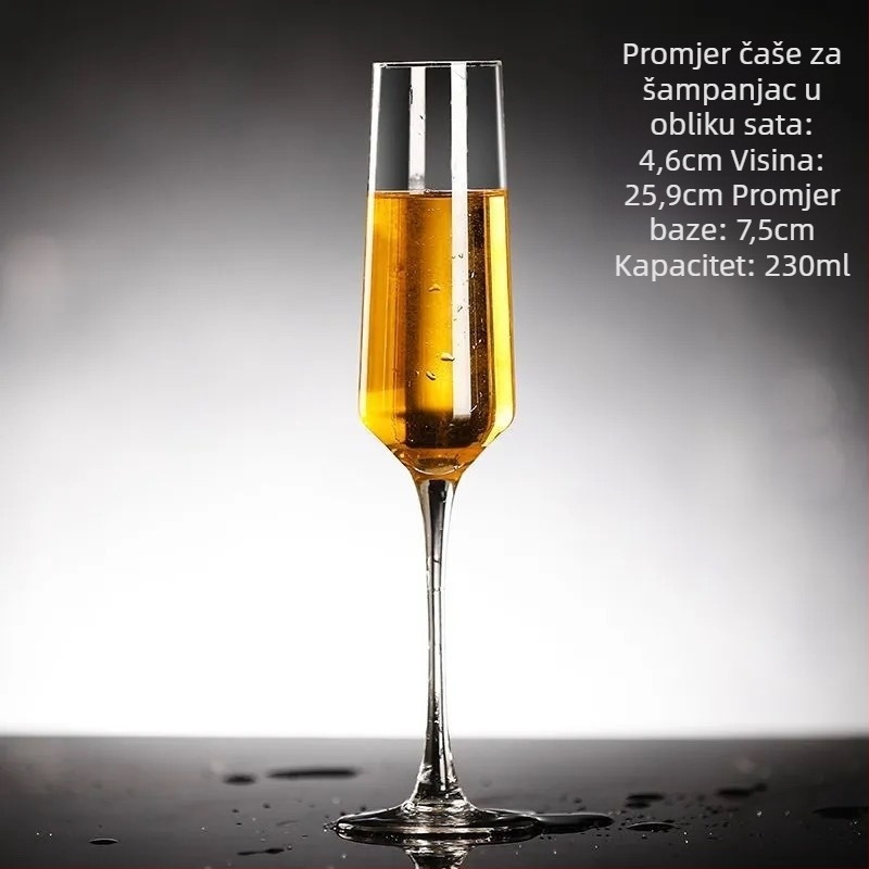 Klasični set čaša za šampanjac od prozirnog stakla s visokim stalkom, za kućnu upotrebu, luksuzne čaše za koktele