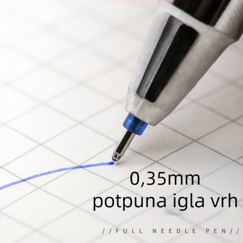 Gel pero s izbrisivim djelovanjem, igličasti vrh, wolframov vrh, plastično tijelo, kapica