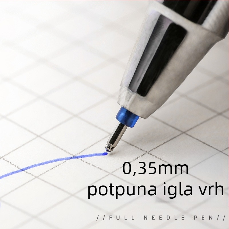 Gel pero s izbrisivim djelovanjem, igličasti vrh, wolframov vrh, plastično tijelo, kapica
