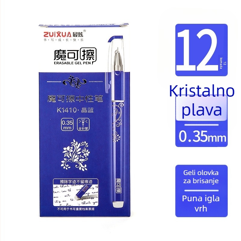Gel pero s izbrisivim djelovanjem, igličasti vrh, wolframov vrh, plastično tijelo, kapica