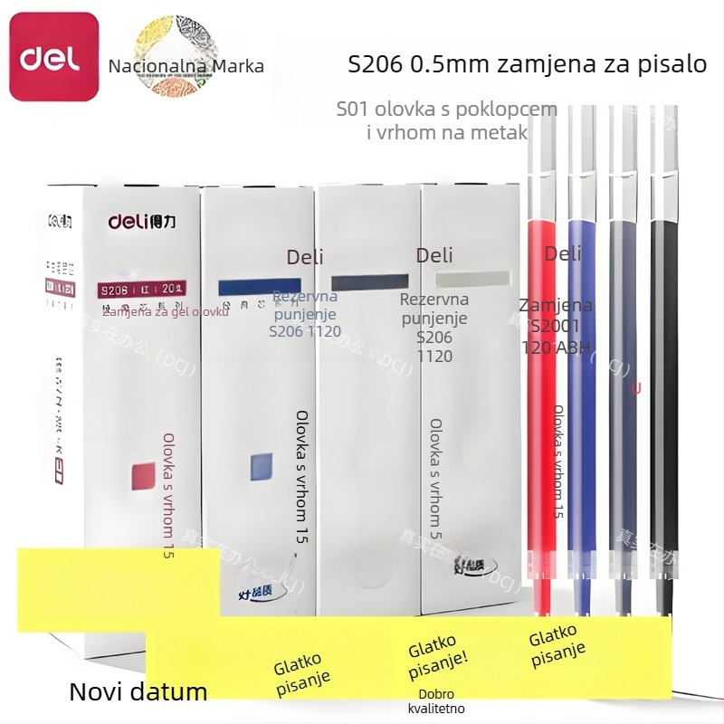Punjenje za Deli S206 izvučno pero – kuglični vrh 0,5 mm, univerzalna kompatibilnost, plastična konstrukcija