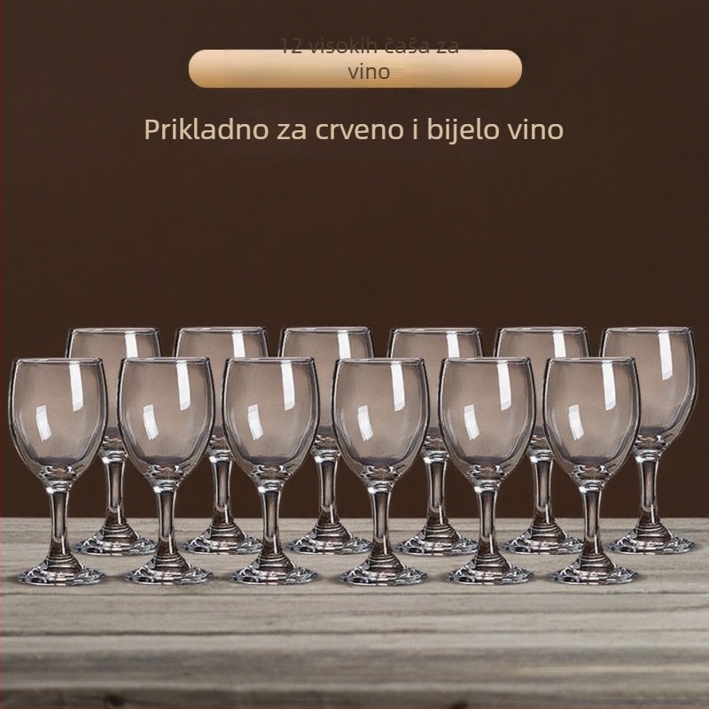 Čaša za vino, europski stil, staklo, debelo staklo, kapacitet 101–200 ml, Hongda