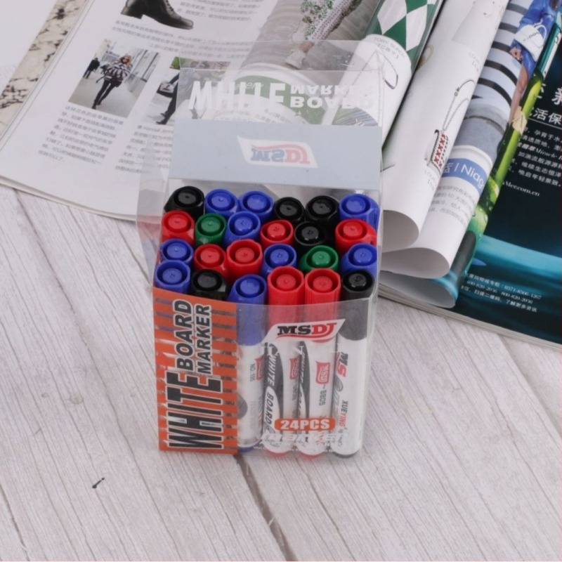 Marker za bijelu ploču - set od 24 komada, magnetski, izbrisiv, na bazi vode, vrh 2.0 mm