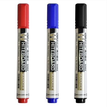 Deli S502 refillable marker za bijelu ploču, plastično kućište, širina crte 2 mm, 10 komada u pakiranju, za nastavu
