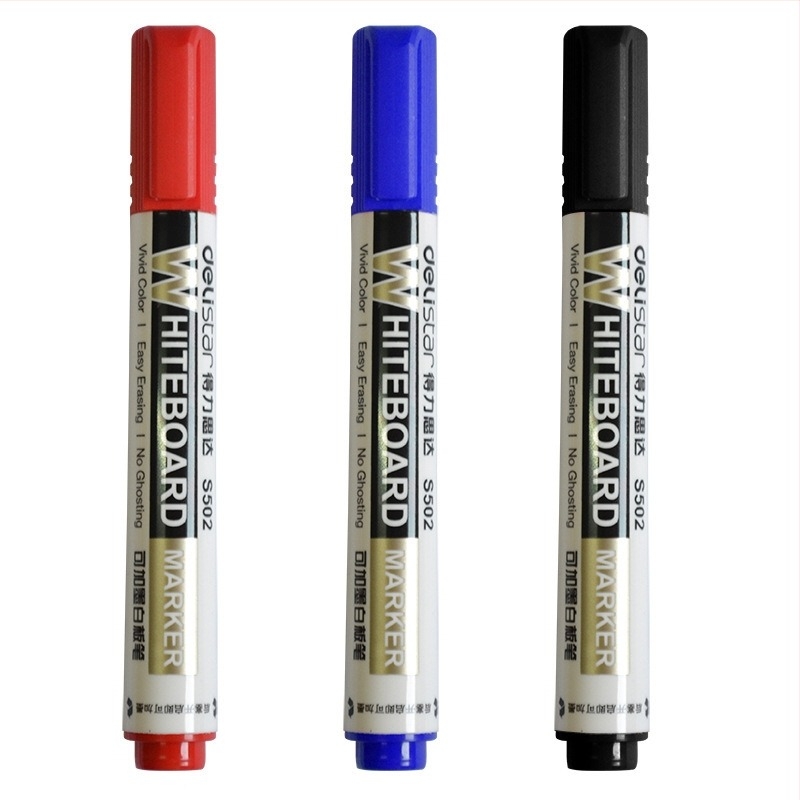 Deli S502 refillable marker za bijelu ploču, plastično kućište, širina crte 2 mm, 10 komada u pakiranju, za nastavu