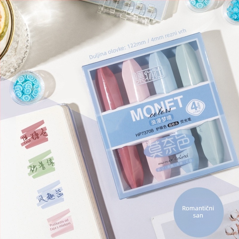 Fluorescencijski marker za označavanje, Four Seasons Monet Colors model, plastično kućište, 4 komada u kutiji