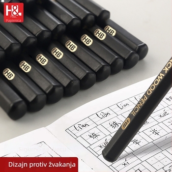 Drveni šesterokutni HB grafitni olovka za osnovce, izdržljiv grafit