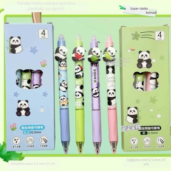 Panda olovka s tlačnim mehanizmom za brisanje, termički izbrisiva, mekano držanje, elegantan dizajn, namijenjena učenicima trećeg razreda osnovne škole