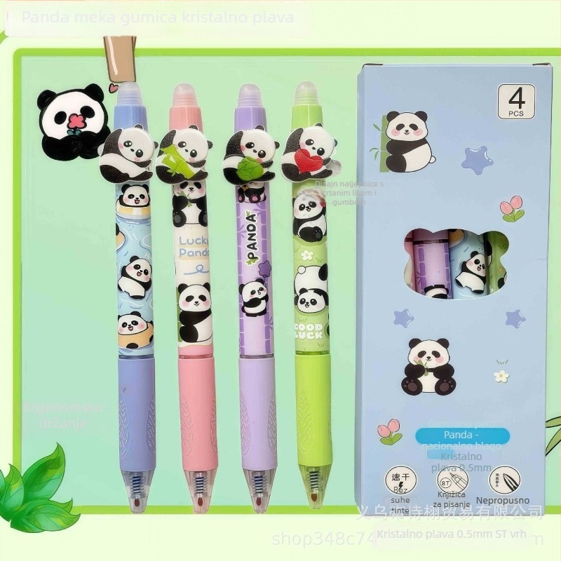 Panda olovka s tlačnim mehanizmom za brisanje, termički izbrisiva, mekano držanje, elegantan dizajn, namijenjena učenicima trećeg razreda osnovne škole