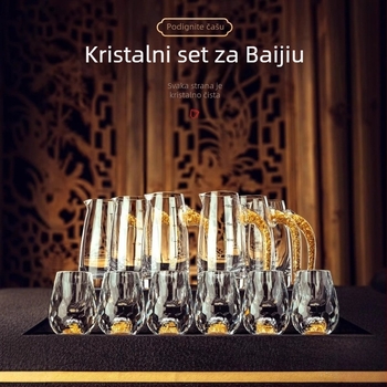 Dekanter za vino od kristalnog stakla u kineskom stilu – oprema za bar, 10 komponenti, 20 setova, Baiyu