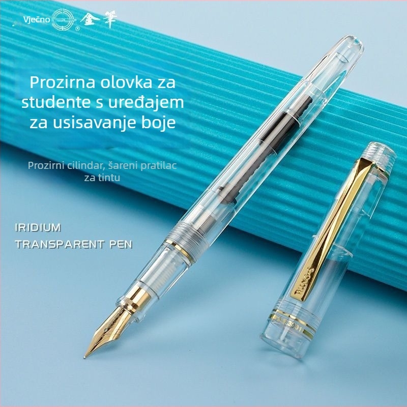 Prozirno naliv pero s usisnim mehanizmom, Palladijev vrh, zamjenjiva vrećica za mastilo, plastično kućište, sustav dovoda mastila 1