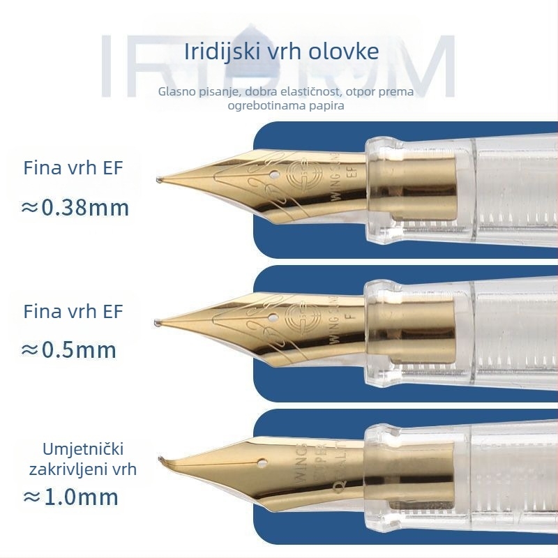 Prozirno naliv pero s usisnim mehanizmom, Palladijev vrh, zamjenjiva vrećica za mastilo, plastično kućište, sustav dovoda mastila 1