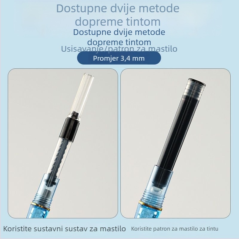 Prozirno naliv pero s usisnim mehanizmom, Palladijev vrh, zamjenjiva vrećica za mastilo, plastično kućište, sustav dovoda mastila 1