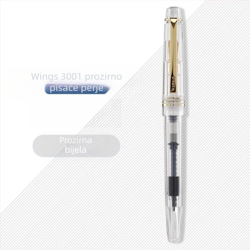 Prozirno naliv pero s usisnim mehanizmom, Palladijev vrh, zamjenjiva vrećica za mastilo, plastično kućište, sustav dovoda mastila 1