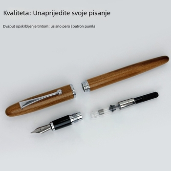 Drveno pero, model 3W816, automatski sustav opskrbe tintom, vrh 0.5, lasersko graviranje logotipa, mogućnost prilagodbe.