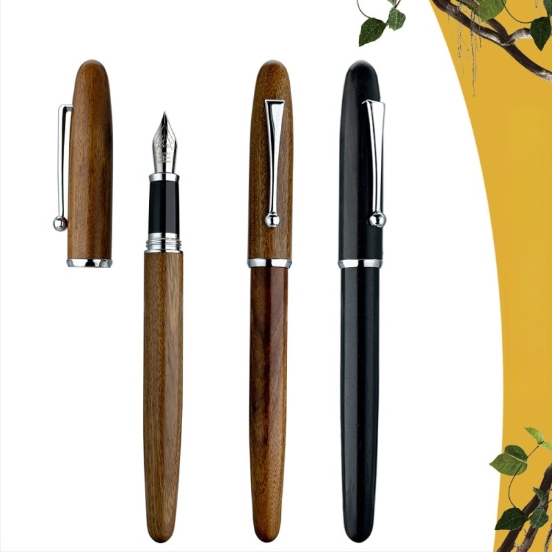 Drveno pero, model 3W816, automatski sustav opskrbe tintom, vrh 0.5, lasersko graviranje logotipa, mogućnost prilagodbe.