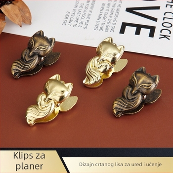 Metalni klip za planer s dizajnom lisice – klip za bilješke i dokumente, uredski dodatak