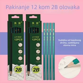 2B hexagonalna zelena drvena olovka za učenike – skice, crtanje, ispiti, paket na veliko
